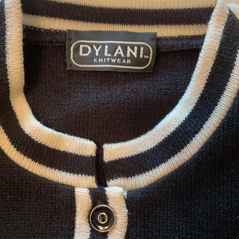 Delano Knitwear Black/ Cream Trimming Short Sleeve Sweater Size XS - Picture 4 of 8